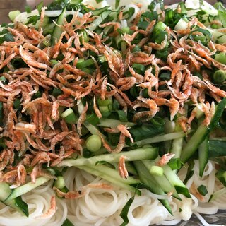 夏の定番♪ 桜エビと薬味たっぷり素麺